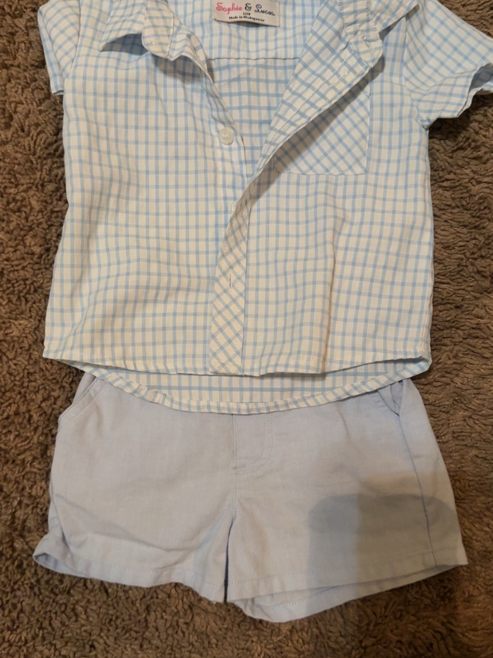 Light Blue Check Shirt and Shorts Set